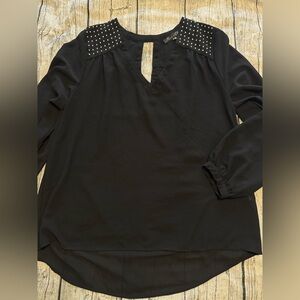 Rose & Olive long sleeve blouse with beaded shoulders. Excellent condition